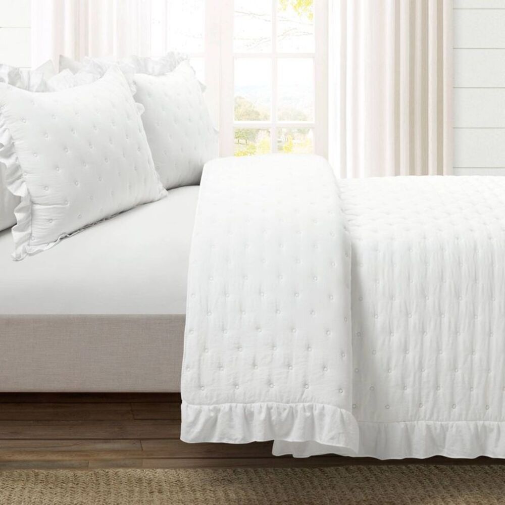 Lush Decor - Lush Décor 3pc King Reyna Ruffle Reversible Oversi White - Picture 2 of 5